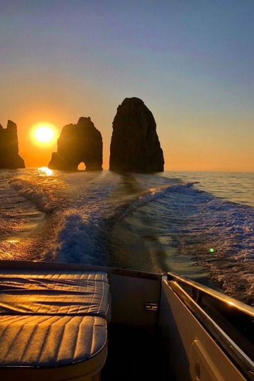 Sunset on Boat in Capri