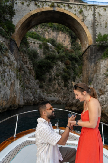 Wedding Proposal on boat in Amalfi