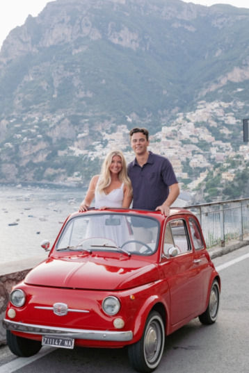 Wedding Proposal in Positano by vintage Car