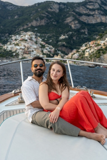 Marriage Proposal on boat in Positano