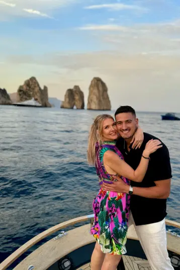 Wedding proposal on boat in Capri